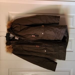 GH Bass Army Green Fur Sherpa Jacket Parka